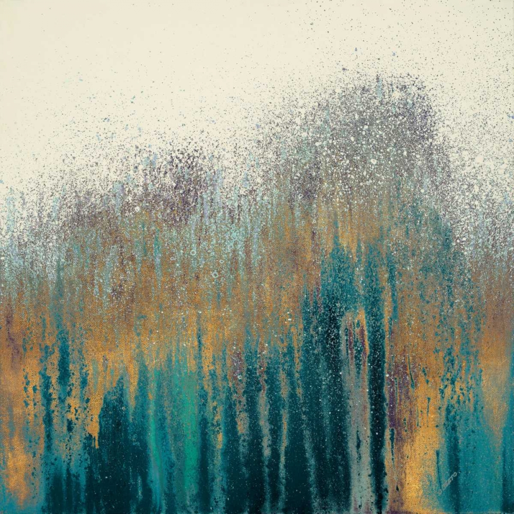 Teal Woods with Gold Square art print by Roberto Gonzalez for $57.95 CAD