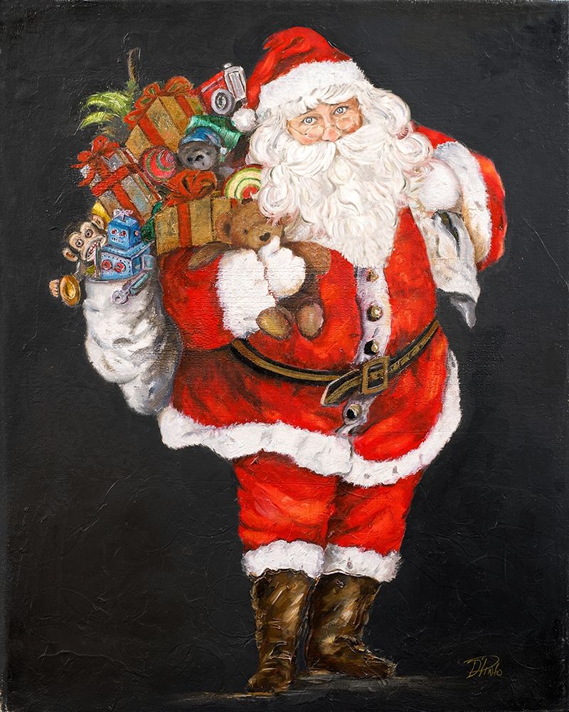 Jolly and Joyful Night Santa art print by Patricia Pinto for $57.95 CAD