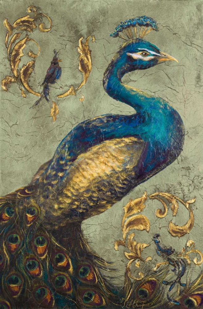 Peacock on Sage I art print by Tiffany Hakimipour for $57.95 CAD