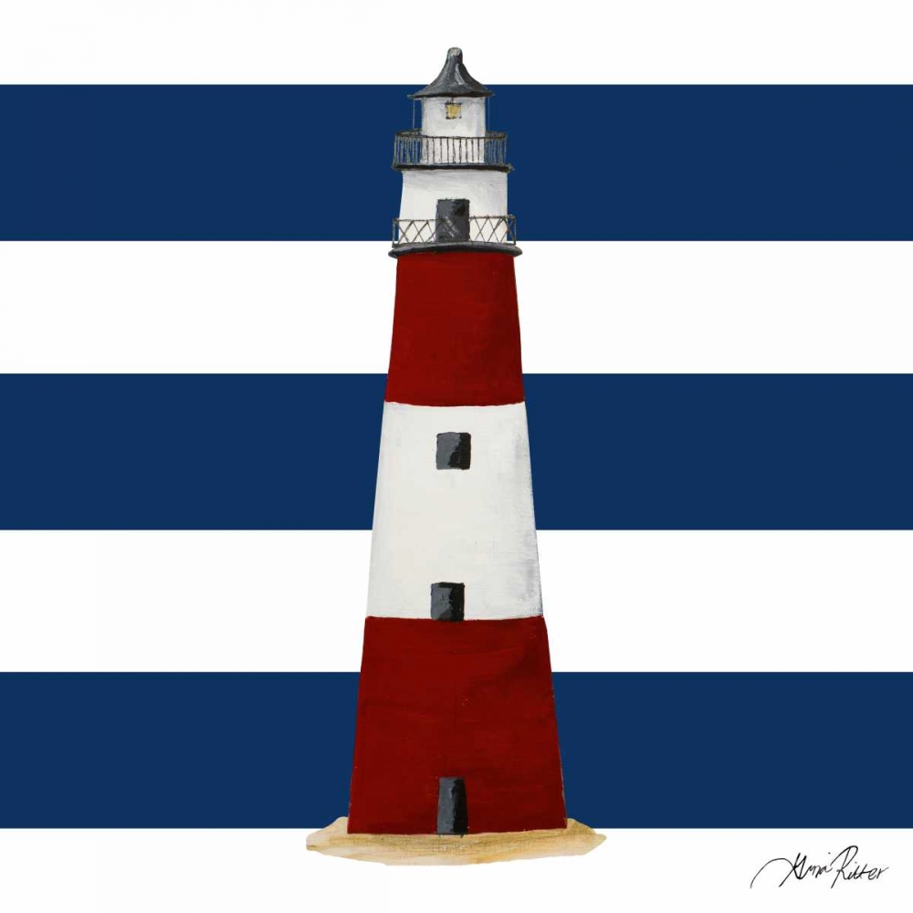 Nautical Stripe Light House art print by Gina Ritter for $57.95 CAD