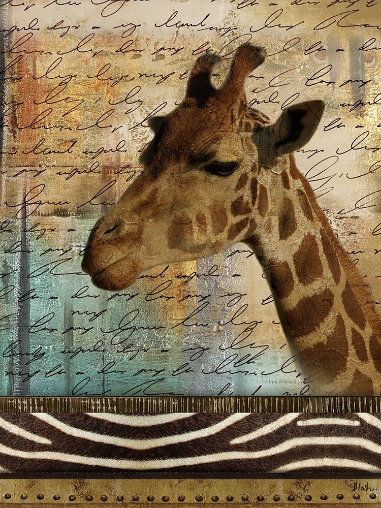 Madagascar Safari with Blue I (Giraffe) art print by Patricia Pinto for $57.95 CAD
