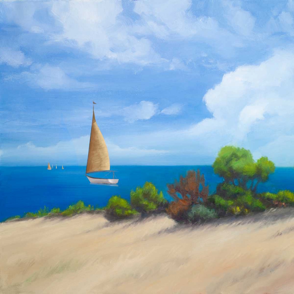 Sailboat on Coast I art print by Vivien Rhyan for $57.95 CAD