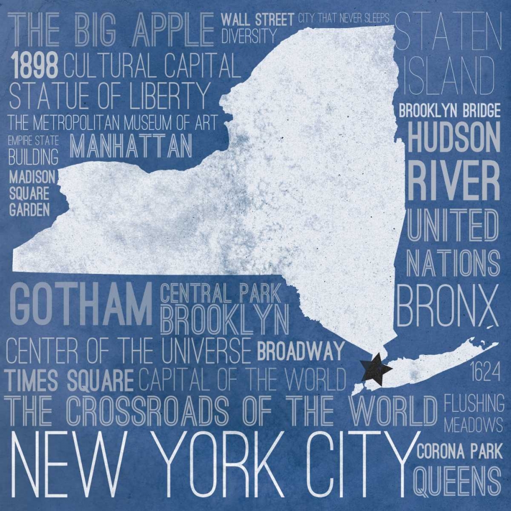 New York Map Border art print by SD Graphics Studio for $57.95 CAD