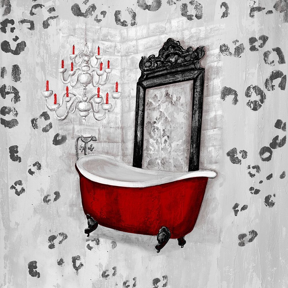 Red Antique Mirrored Bath Square II art print by Tiffany Hakimipour for $57.95 CAD