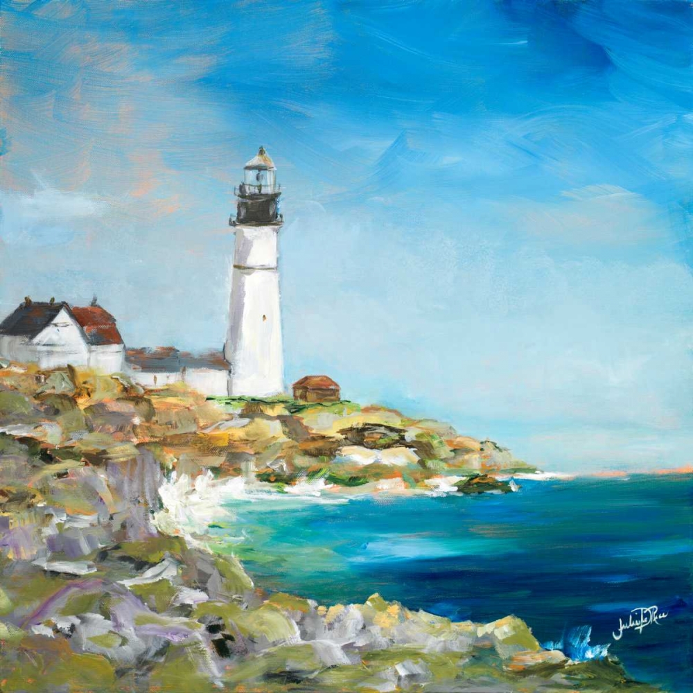 Lighthouse on the Rocky Shore I art print by Julie DeRice for $57.95 CAD
