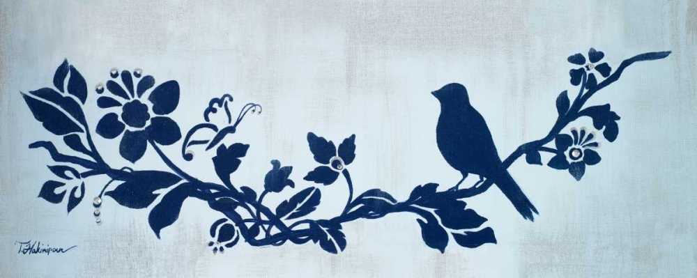 Blue Floral and Bird I art print by Tiffany Hakimipour for $57.95 CAD