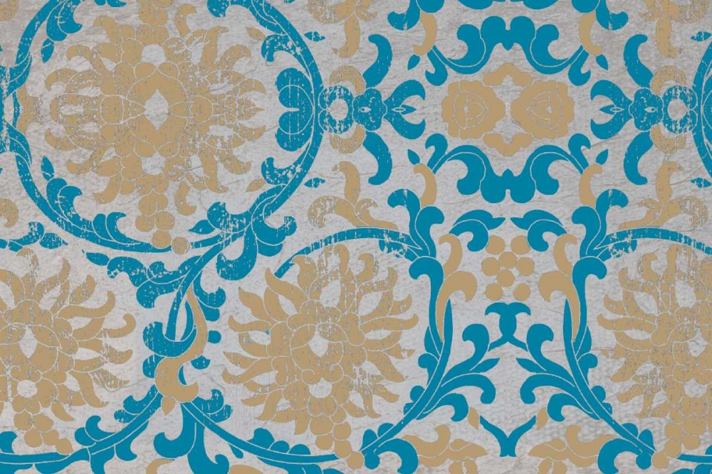 Tan and Blue Floral Pattern II art print by Elizabeth Medley for $57.95 CAD