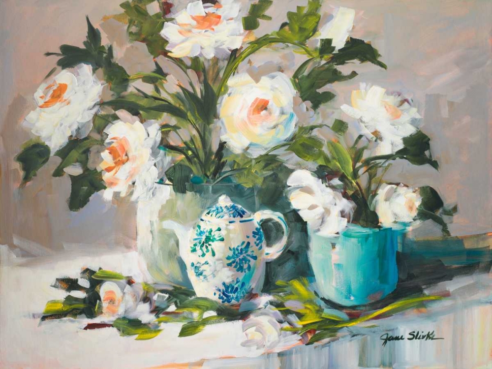 White Peonies II art print by Jane Slivka for $57.95 CAD