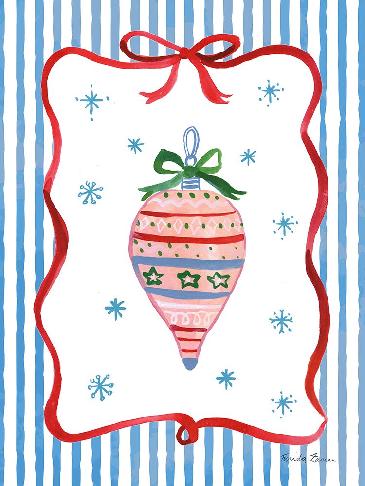 Christmas Bows I Blue Stripes art print by Farida Zaman for $57.95 CAD