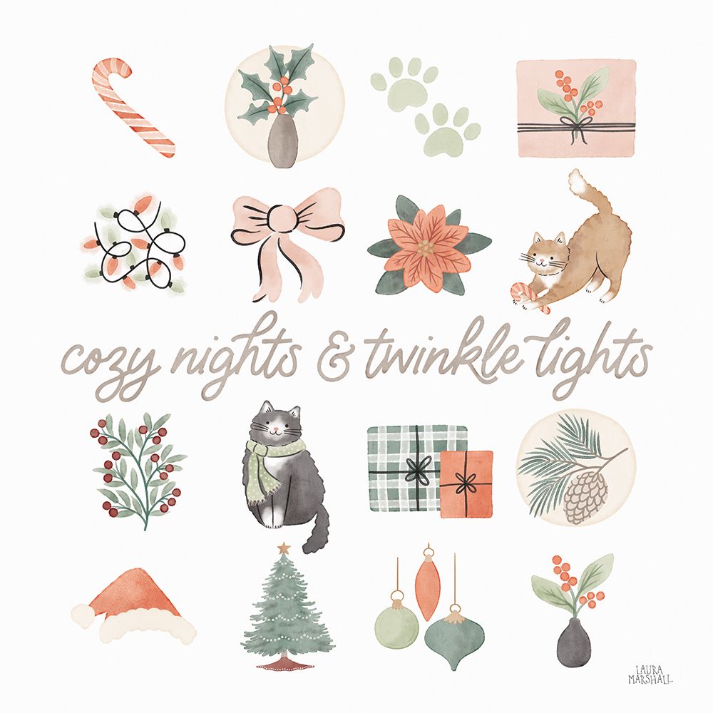 Merry Meows V art print by Laura Marshall for $57.95 CAD