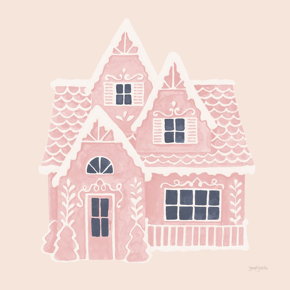 Gingerbread Dream House II Pink Square art print by Jenaya Jackson for $57.95 CAD