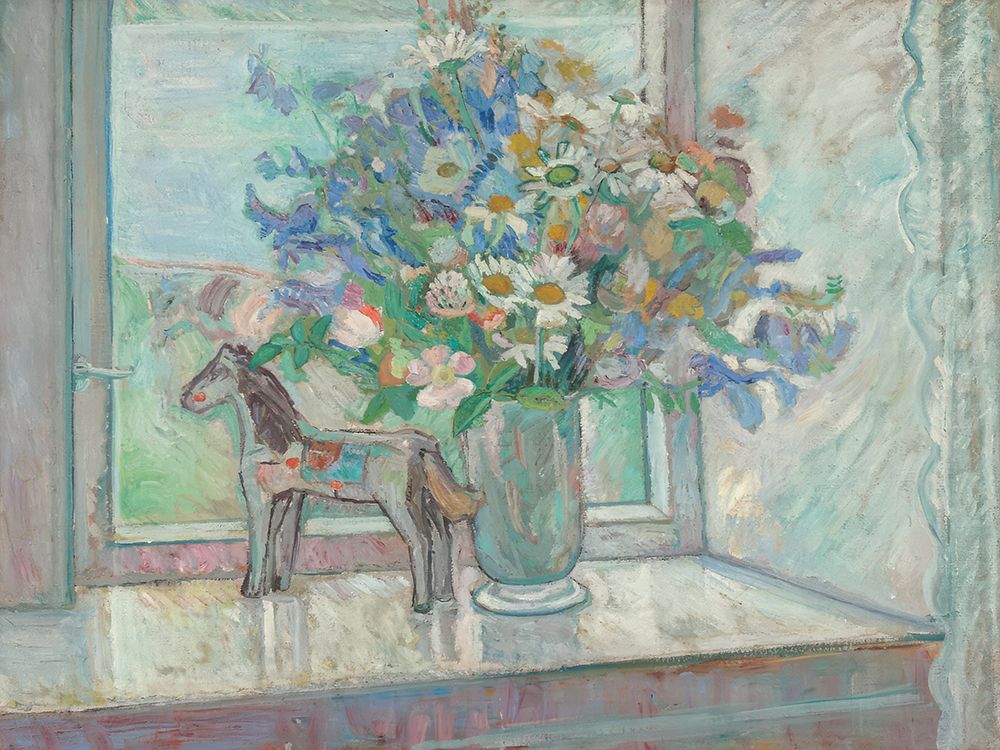 Flowers and Horse Figure By Window art print by Wild Apple Portfolio for $57.95 CAD