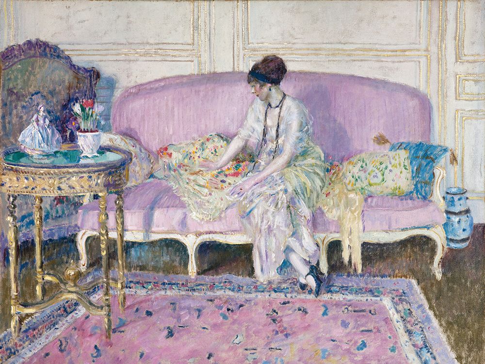 Woman Seated on Interior Sofa art print by Wild Apple Portfolio for $57.95 CAD