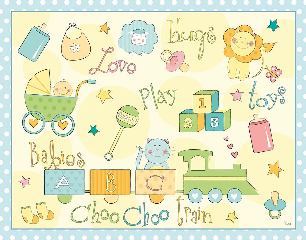 Toys and Hugs I Blue art print by Veronique Charron for $57.95 CAD