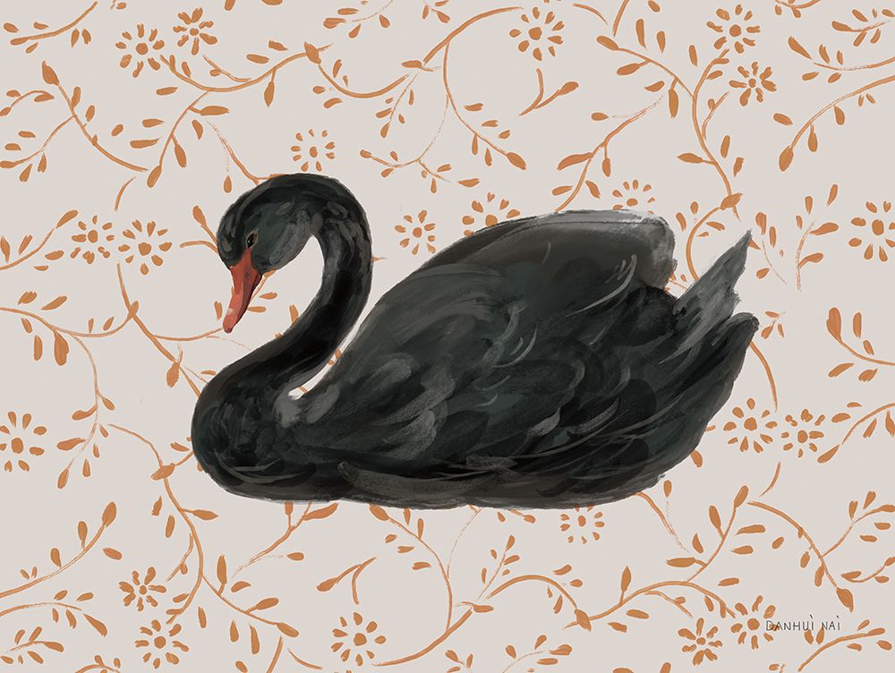 Swan Pair Black art print by Danhui Nai for $57.95 CAD