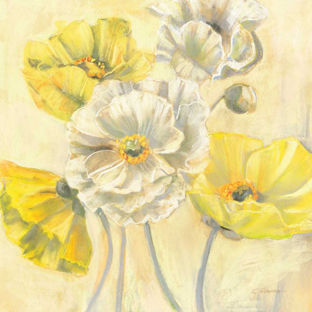 Gold and White Contemporary Poppies I art print by Carol Rowan for $57.95 CAD