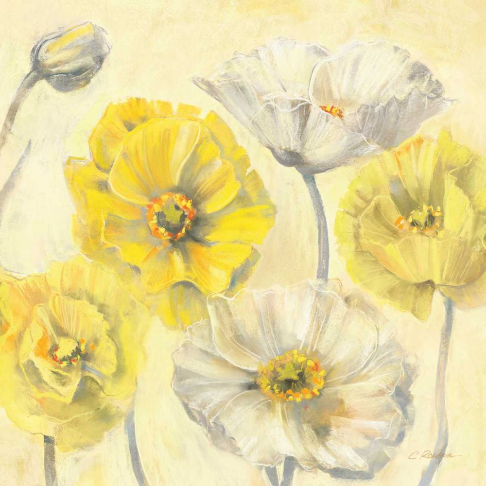 Gold and White Contemporary Poppies II art print by Carol Rowan for $57.95 CAD