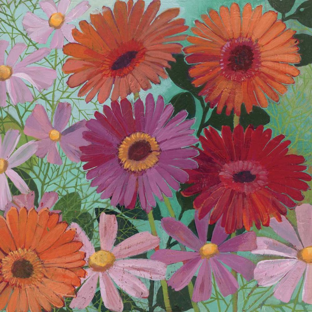 Cosmos and Gerberas I art print by Kathrine Lovell for $57.95 CAD