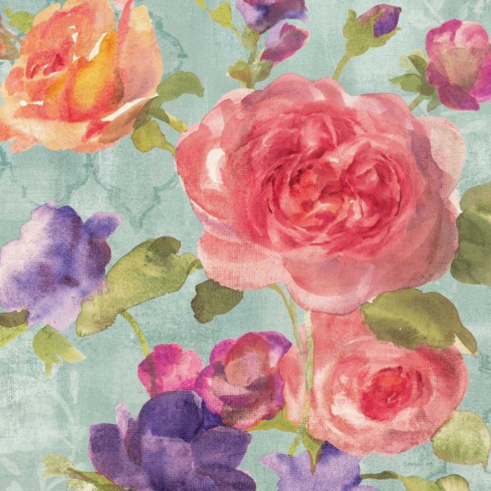 Watercolor Floral I on Grey art print by Danhui Nai for $57.95 CAD