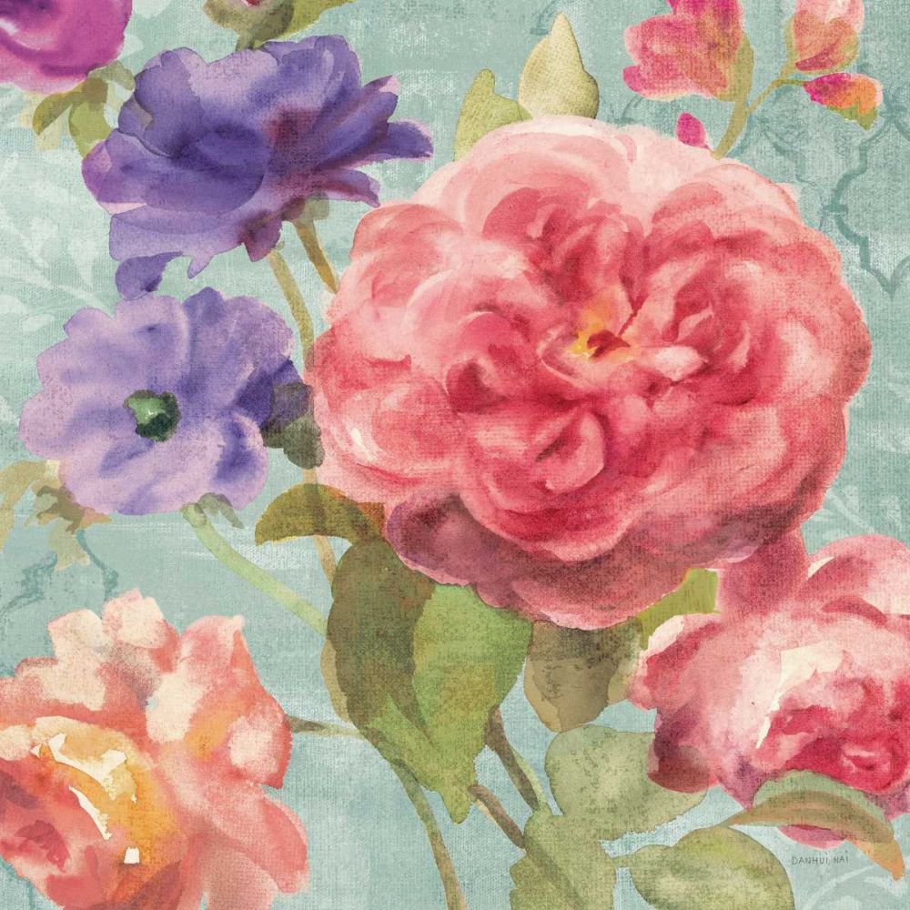 Watercolor Floral II on Grey art print by Danhui Nai for $57.95 CAD