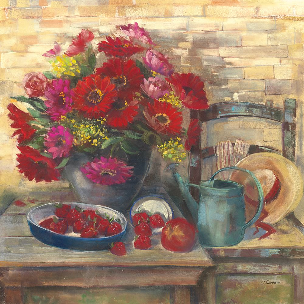 Strawberries and Zinnias art print by Carol Rowan for $57.95 CAD