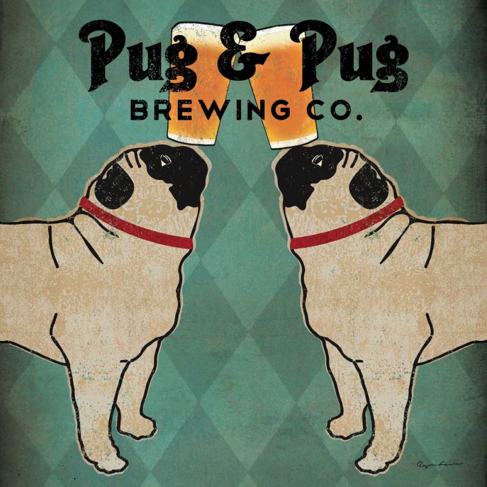 Pug and Pug Brewing Square art print by Ryan Fowler for $57.95 CAD