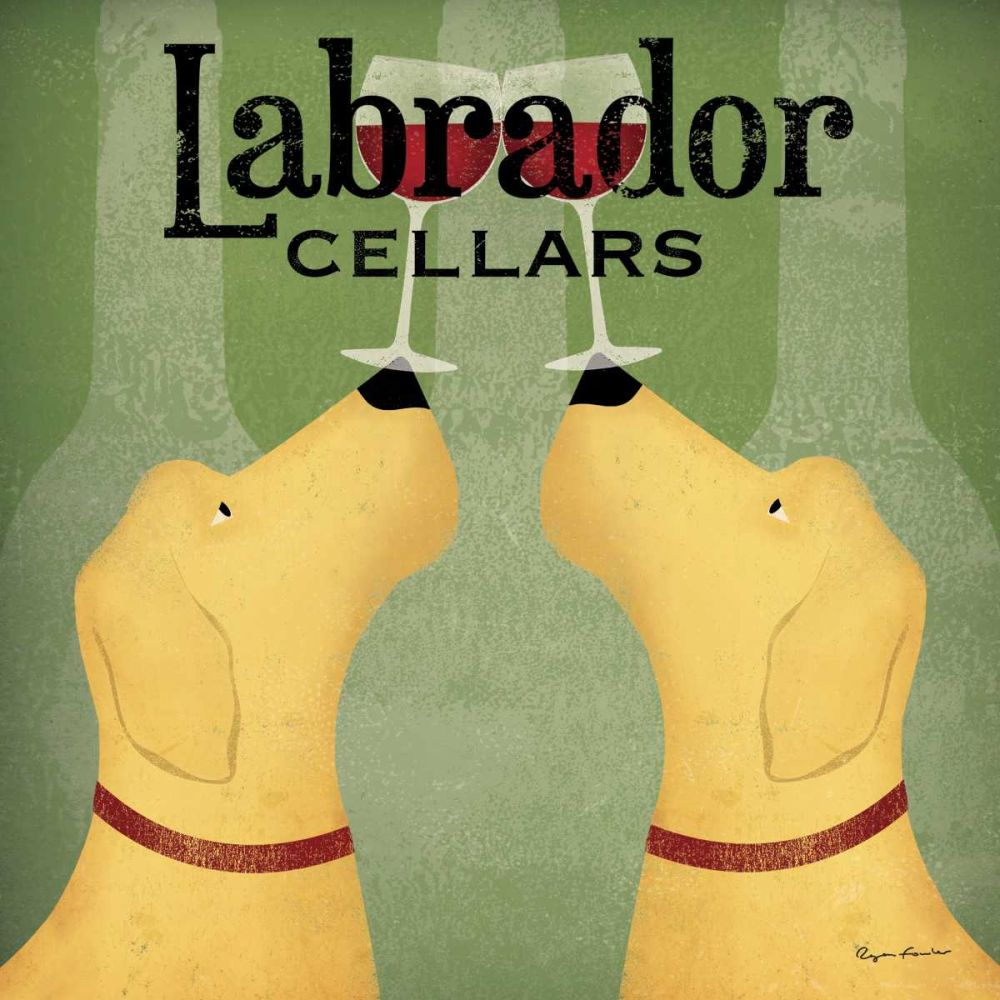 Two Labrador Wine Dogs Square art print by Ryan Fowler for $57.95 CAD