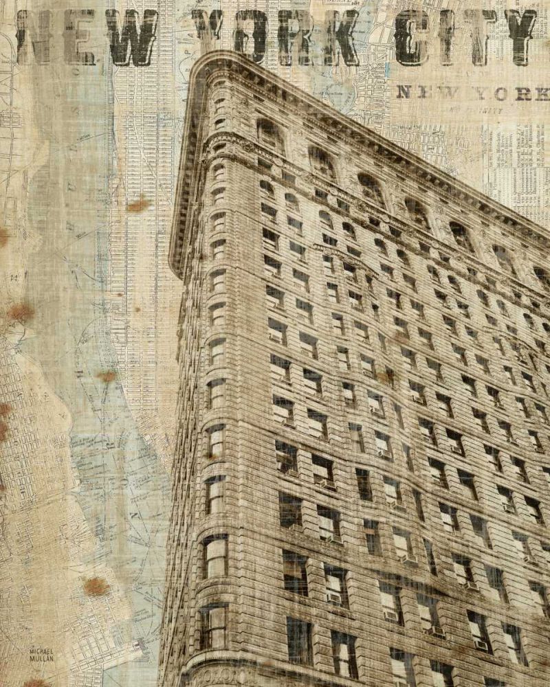 Vintage NY Flat Iron art print by Michael Mullan for $57.95 CAD