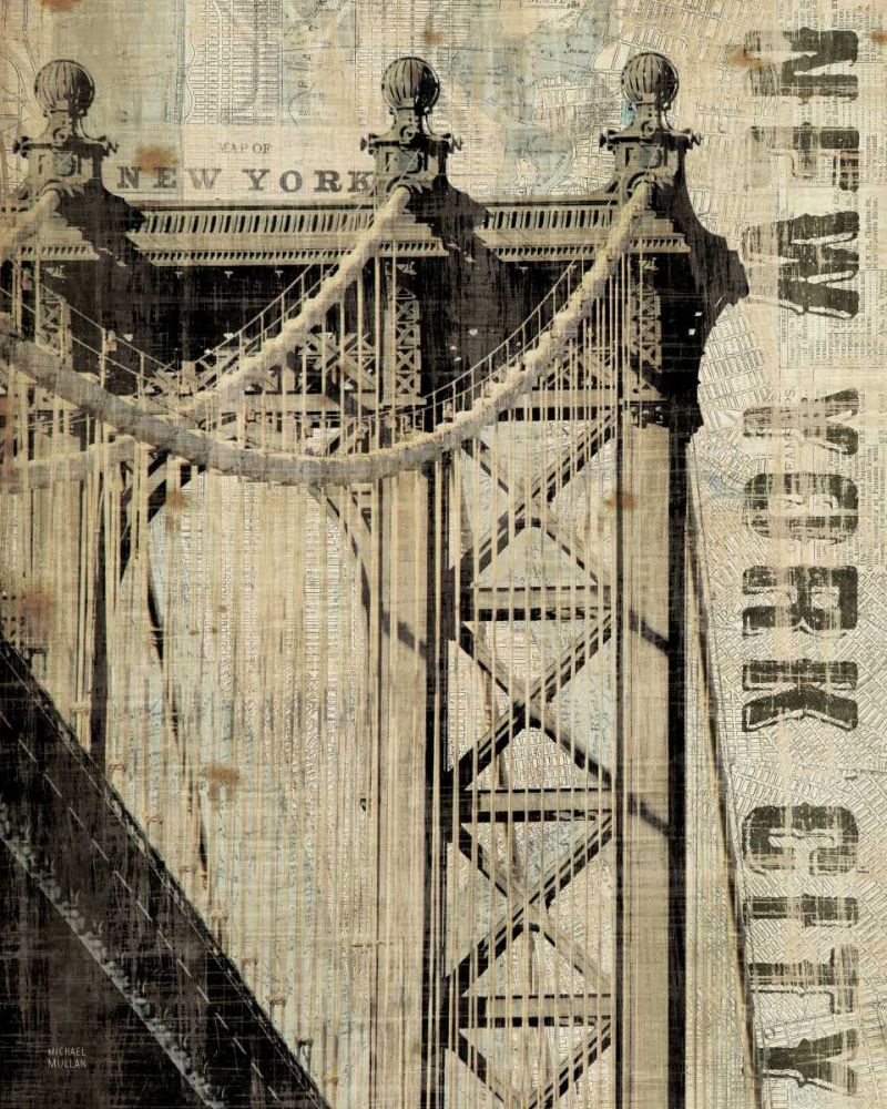 Vintage NY Manhattan Bridge art print by Michael Mullan for $57.95 CAD