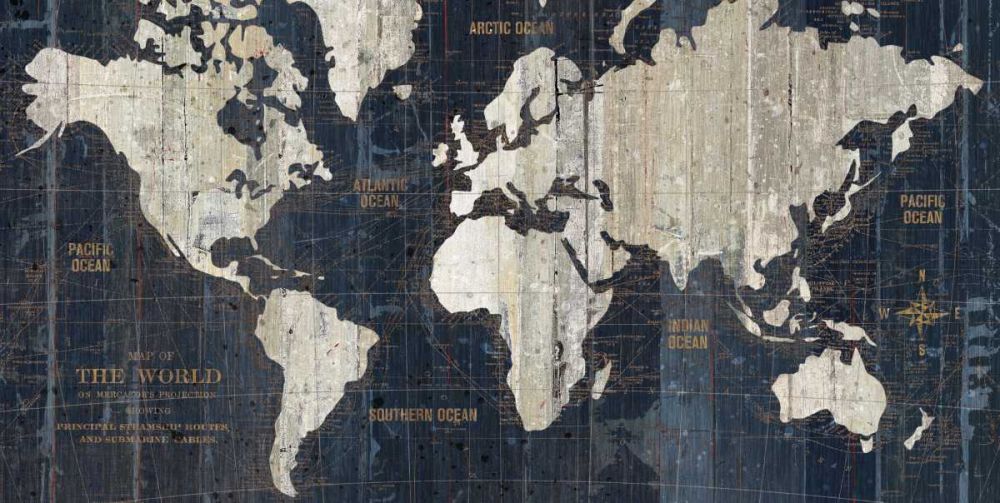 Old World Map Blue art print by Wild Apple Portfolio for $57.95 CAD