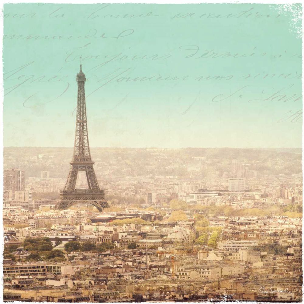 Eiffel Landscape Letter Blue II art print by Sue Schlabach for $57.95 CAD