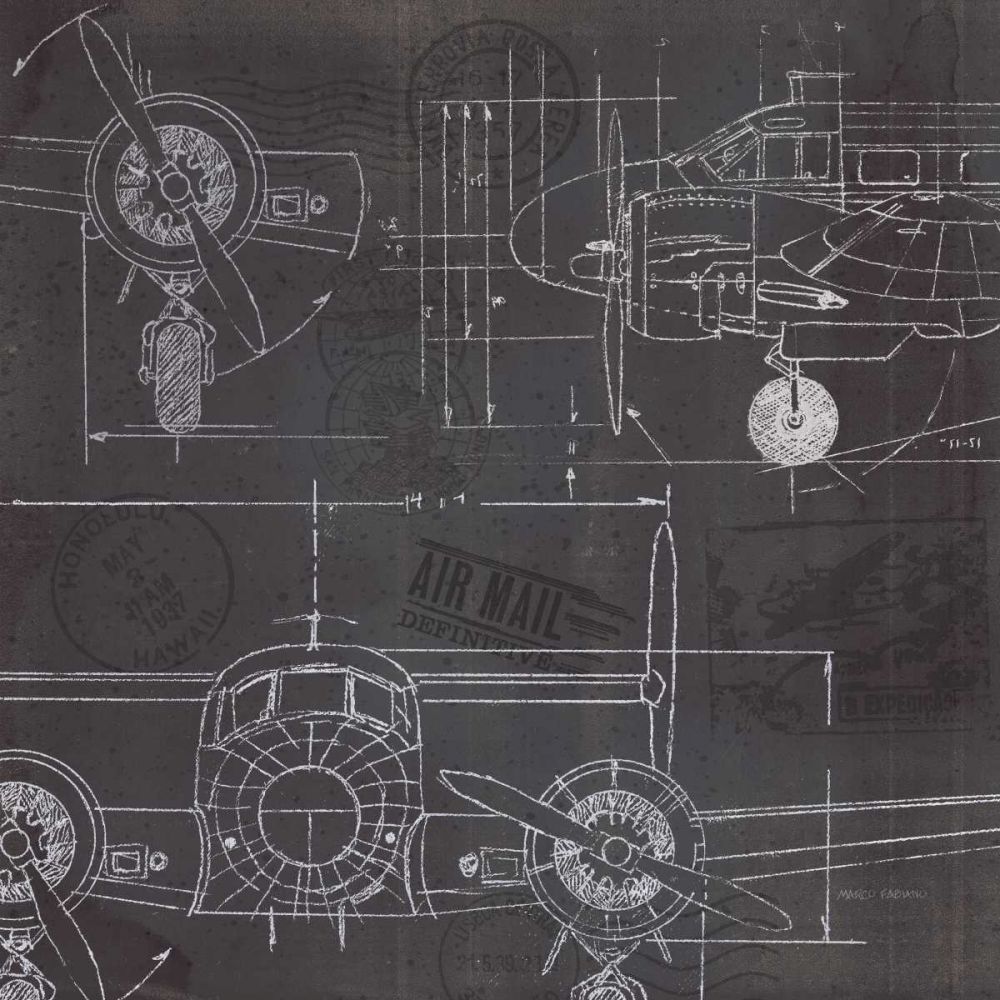 Plane Blueprint III art print by Marco Fabiano for $57.95 CAD