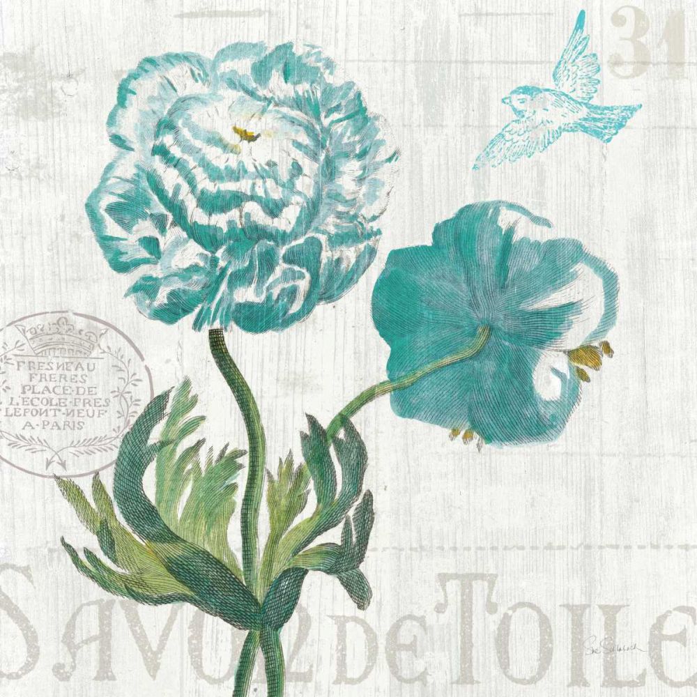 Floral Messages on Wood I Blue art print by Sue Schlabach for $57.95 CAD