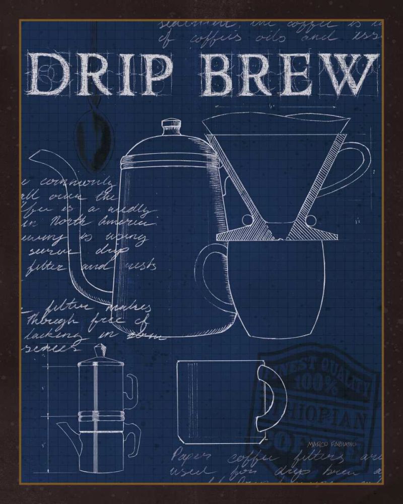 Coffee Blueprint III Indigo art print by Marco Fabiano for $57.95 CAD