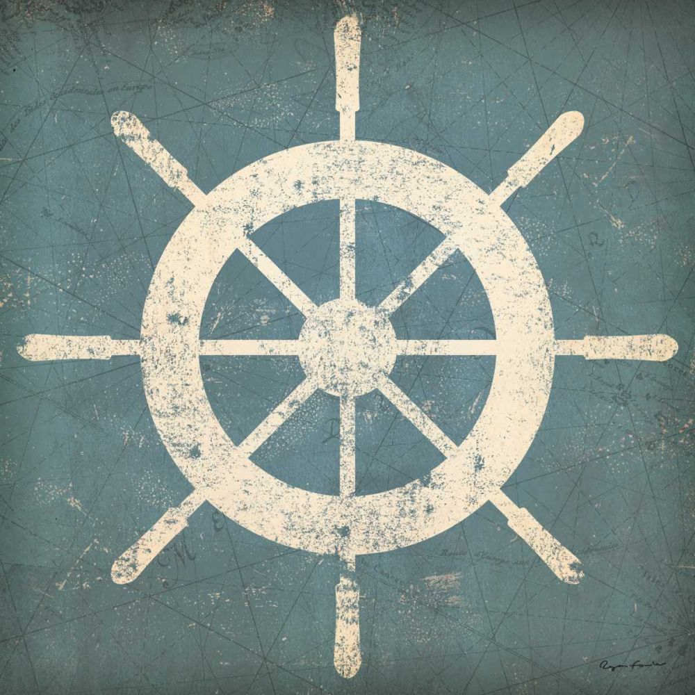 Nautical Shipwheel Blue art print by Ryan Fowler for $57.95 CAD