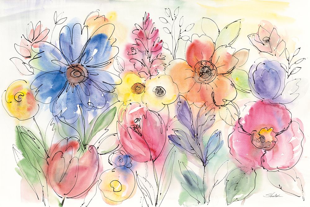 Bright Aquarelle Flowers art print by Silvia Vassileva for $57.95 CAD