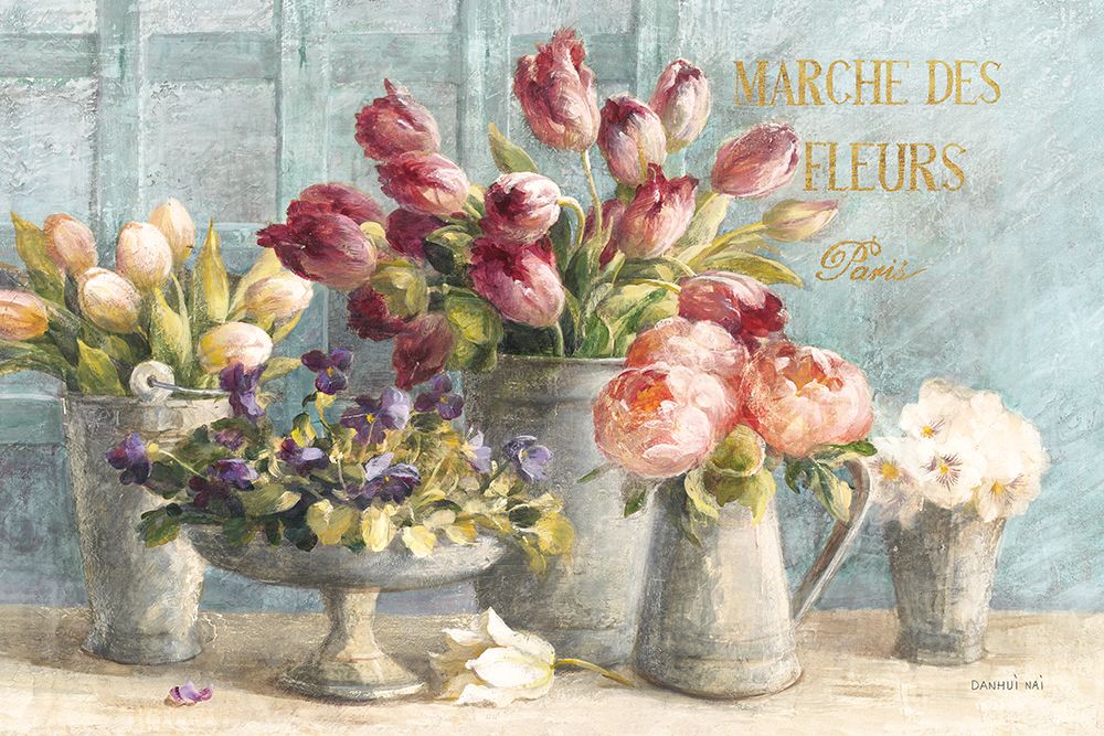Marche des Fleurs Blue Gold art print by Danhui Nai for $57.95 CAD