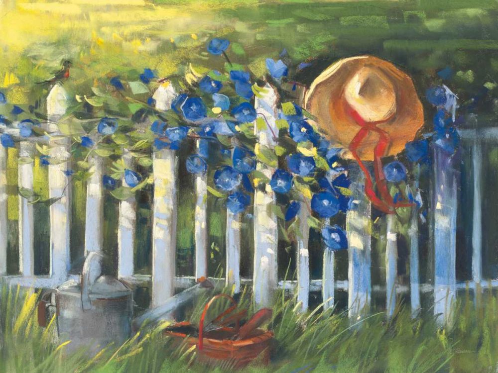 Morning Glories on the Fence art print by Carol Rowan for $57.95 CAD