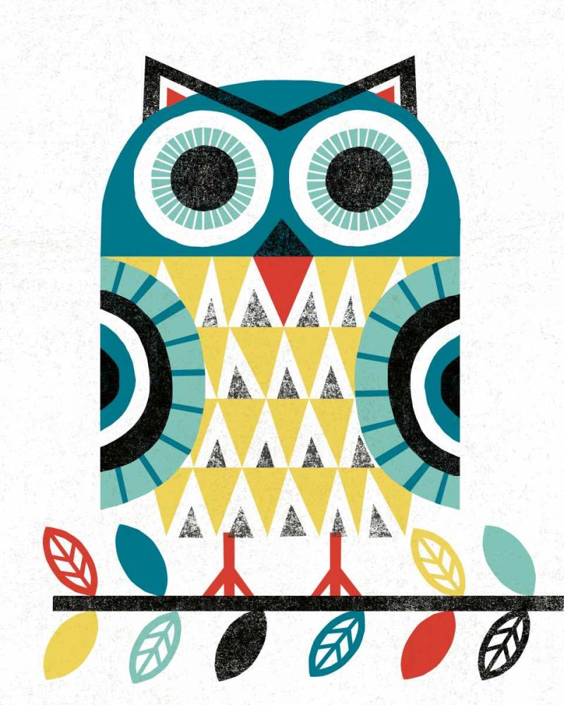 Folk Lodge Owl V2 Teal art print by Michael Mullan for $57.95 CAD