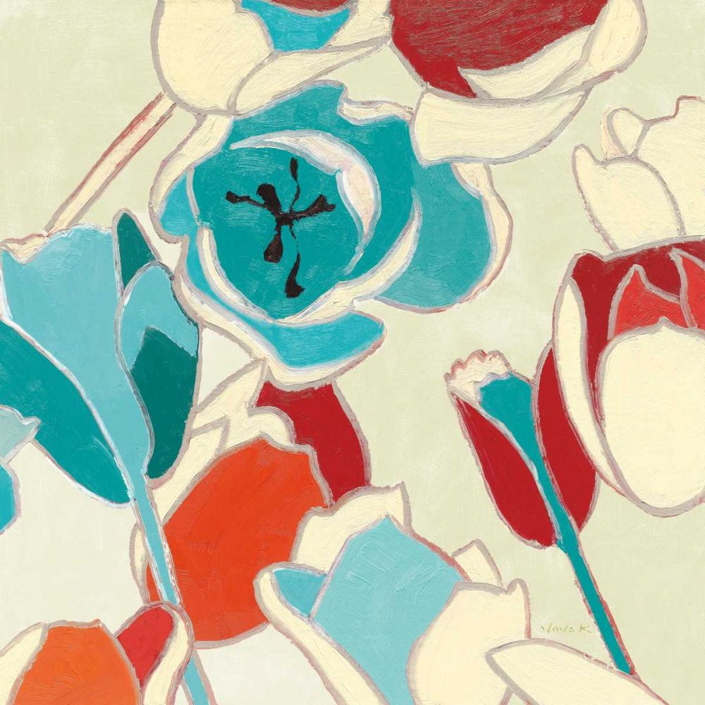 Cloisonne Tulipe I Turquoise Vignette art print by Shirley Novak for $57.95 CAD
