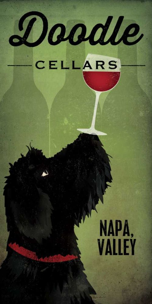 Doodle Wine II Black Dog art print by Ryan Fowler for $57.95 CAD