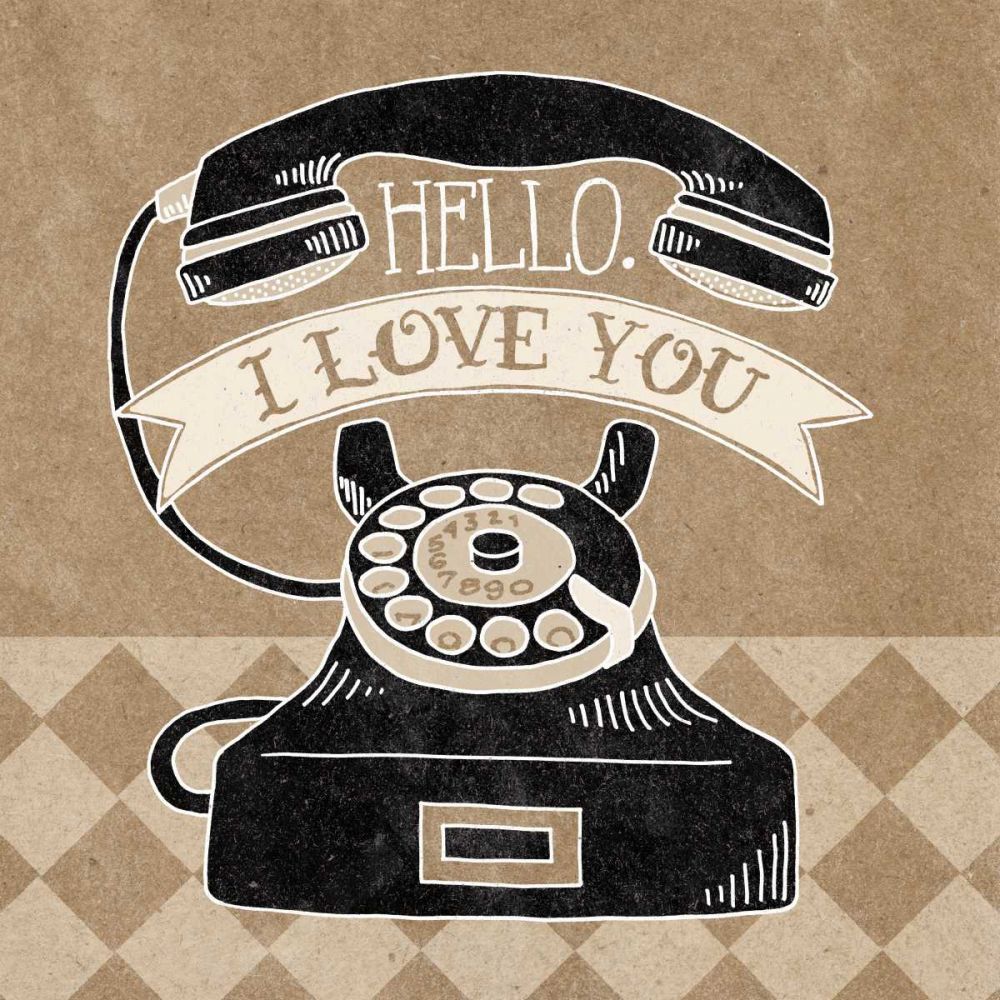 Hello I Love You Taupe art print by Mary Urban for $57.95 CAD