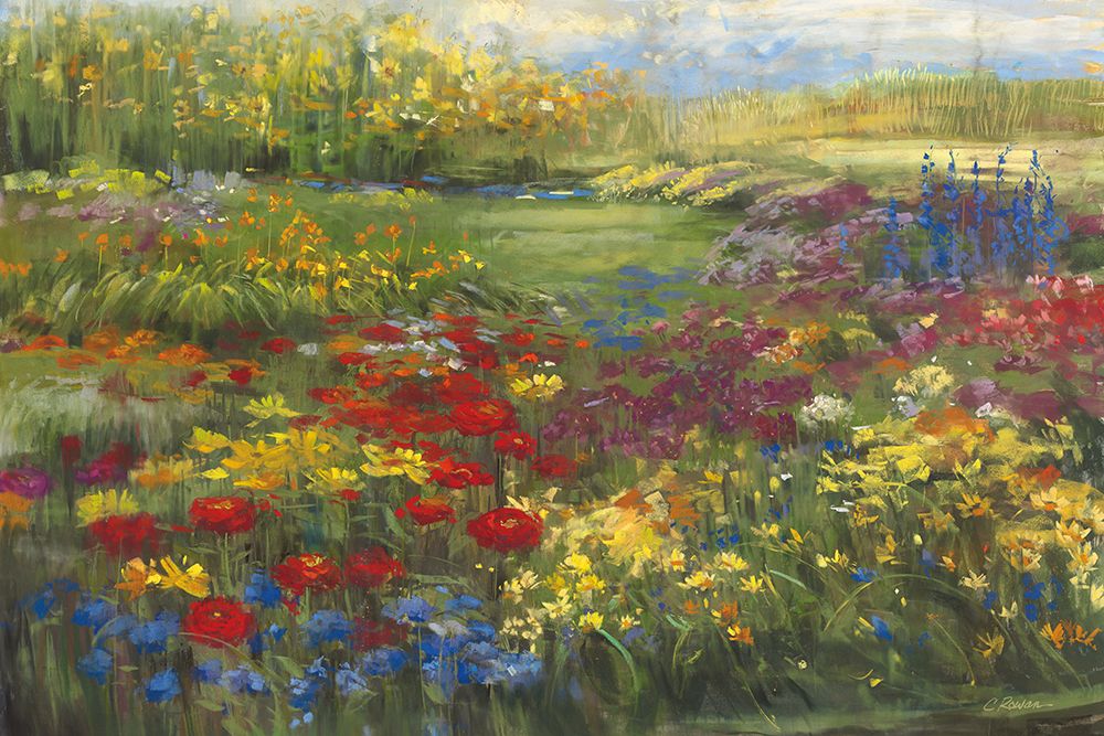 Garden with Zinnias art print by Carol Rowan for $57.95 CAD