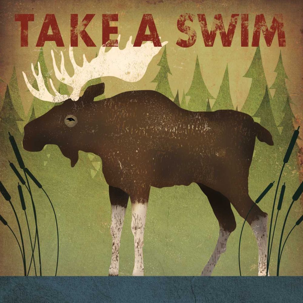 Take a Swim Moose art print by Ryan Fowler for $57.95 CAD