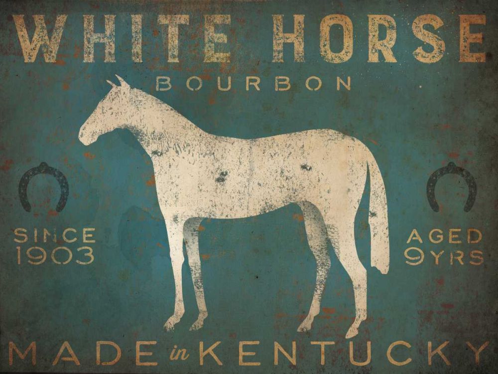 White Horse with Words Blue art print by Ryan Fowler for $57.95 CAD