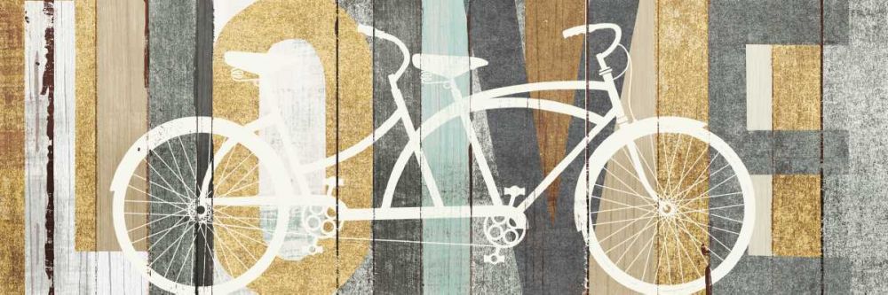 Beachscape Tandem Bicycle Love Gold Neutral art print by Michael Mullan for $57.95 CAD