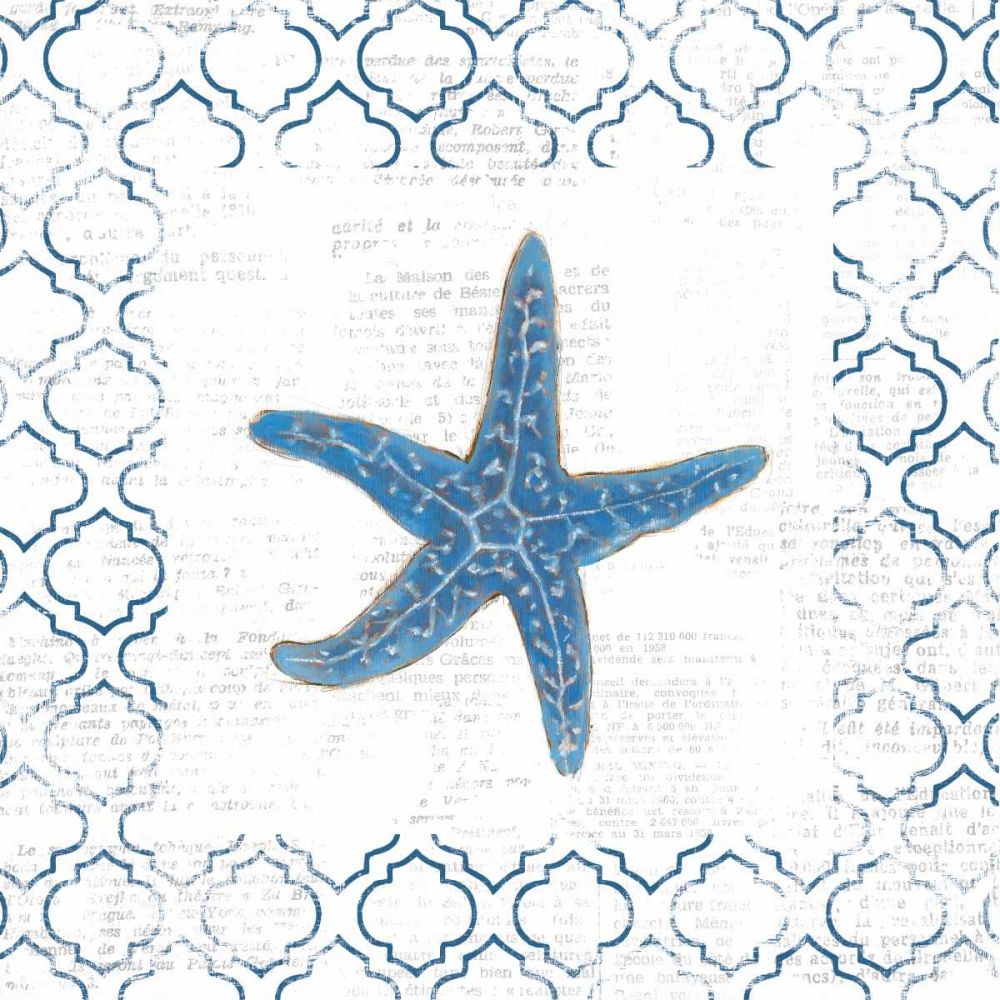 Navy Starfish on Newsprint art print by Emily Adams for $57.95 CAD