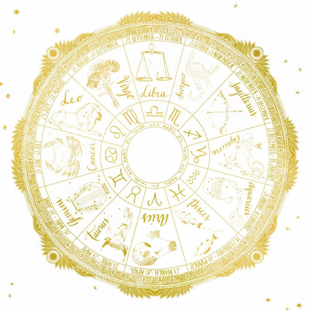 Night Sky Zodiac White and Gold art print by Sara Zieve Miller for $57.95 CAD