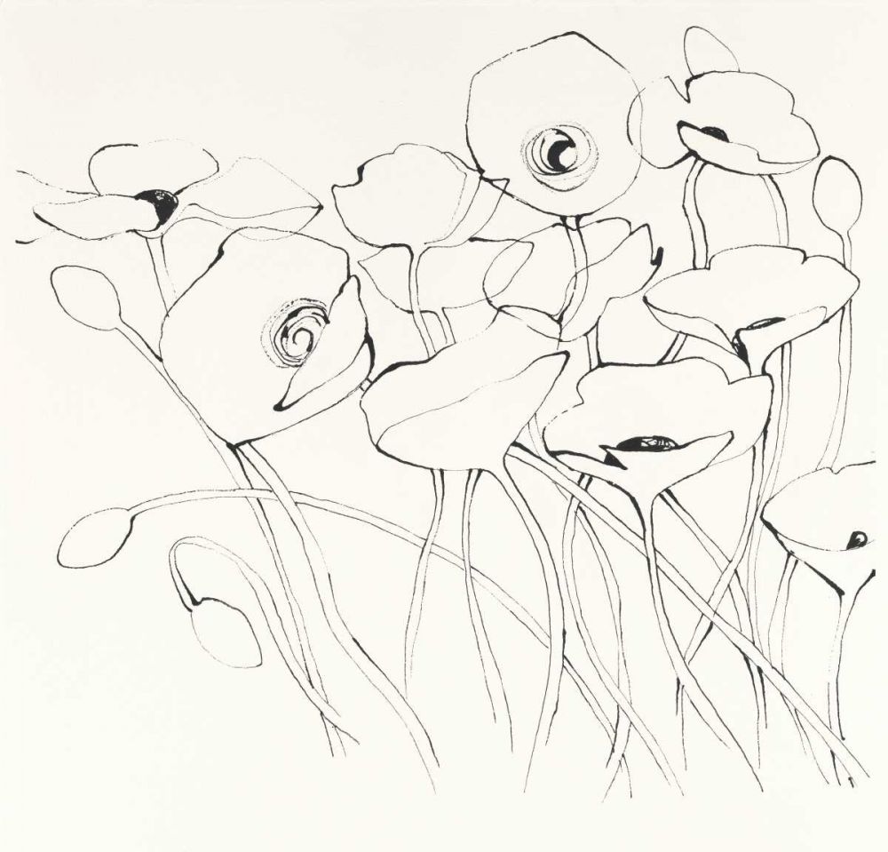 Black Line Poppies I art print by Shirley Novak for $57.95 CAD