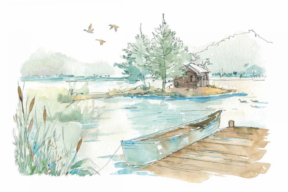 Lakehouse II on White art print by Anne Tavoletti for $57.95 CAD
